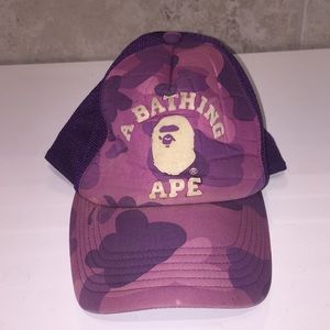 Bape camo college logo mesh cap